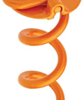 Heavy Duty 8 Inch Spiral Ground Anchor With Folding Ring Screw In Steel For 125 Lb Pull Weatherproof Powder Coated Orange