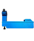 Aluminum Block Rifle Smithing Vise Tool With Anodized Blue Finish, left side view, 10 by 15 AR build, gunsmithing fixture.