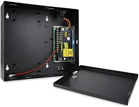 Door Access System With 600Lb Mag Lock Entry Control Panel 110V Power Supply RFID Reader Exit Button open black control box