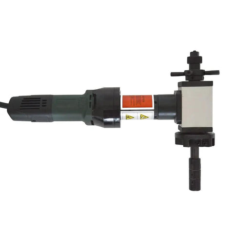 Hella Rugged 220V Electric Pipe Beveling Machine Auto Alignment Professional Grade Heavy Duty Chamfering Tool shown from the side.