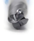 Close-up of Extra Long 3/8 Inch Carbide Ball Nose End Mill for Alloy and Hardened Steels, 4 Flute CNC Router Bit