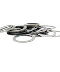 50 Piece Ultra Thin M15 By 21 By 0.1 DIN988 Stainless Steel Shim Washers Set For Precise Gap Adjustment And Quick Gear Assembly SUS304 Flat Gaskets Rust Resistant And Durable For DIY And Industrial Use, pile of flat rings