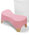 7 Inch Toilet Stool for Adults and Kids, Squatting Poop Stool With Non Slip Mat, 550 Lb Weight Capacity, Posture Improver, Pink Bamboo