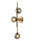 Mid Century Modern Indoor 3 Light Globe Wall Sconce With Smoke Gray Glass Shade And Brushed Brass Finish Vertical Vanity Lamp For Modern Bathrooms Retro Handblown Glass Look Elegant Gold Accents