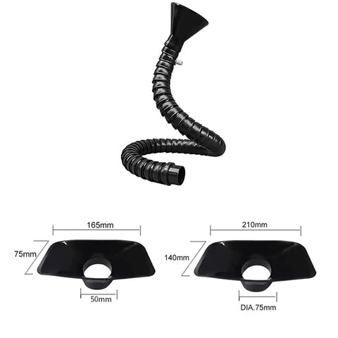 Heavy Hitter Flexible Exhaust Hose With Slick Square Capture Hood, 50 Mm Dia, 180 Cm Length, for industrial welding smoke ventilation.
