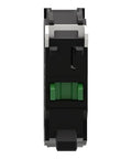 Front view of Ten Pack Of ZBE101 22 Millimeter Push Button Auxiliary Contact Block With One Normally Open Switch And Screw Clamp Terminals Solid Black Housing.