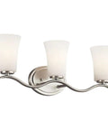 Armida 3 Light Vanity Light With LED Bulbs Satin Etched White Glass In Brushed Nickel for bathroom mirror