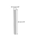 1.5mm x 20mm Dowel Pins Set in 304 Stainless Steel for Woodworking, Shelf Pegs, Bunk Bed Support, durable and rust resistant.