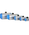 High Performance Single Acting Pneumatic Actuator Aluminum Piston Cylinder For Precision Industrial Valve Control with varying sizes.