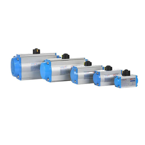 High Performance Single Acting Pneumatic Actuator Aluminum Piston Cylinder For Precision Industrial Valve Control with varying sizes.