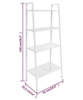Four Tier Ladder Bookcase Storage Shelf With Industrial Metal Frame White Finish For Living Room Office Or Bathroom Space Saving Display Stand Holds Books Plants And Decor Measures 24.4 By 14 By 58.3 Inches in white