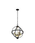 Rustic Black And Gold Finish Four Light Globe Pendant Chandelier With Glass Covers Vintage Hanging Ceiling Light