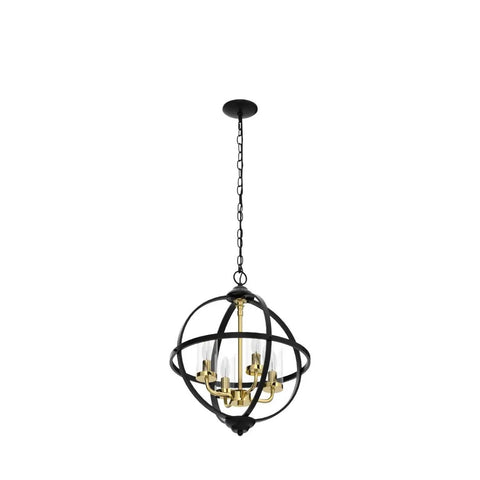 Rustic Black And Gold Finish Four Light Globe Pendant Chandelier With Glass Covers Vintage Hanging Ceiling Light