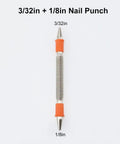 Dual Head Nail Setter And Door Hinge Pin Remover Tool Set 3/32in and 1/8in nail punch with orange anti slip handles