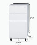 Rolling 3 Drawer Office Filing Cabinet With Lock, Mobile Printer Stand Under Desk Storage, Castors For A4 Files And Document Folders