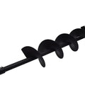 Six Inch Auger Drill Bit With Three Quarter Inch Shaft in black coating, heavy-duty steel with spiraled design for garden work