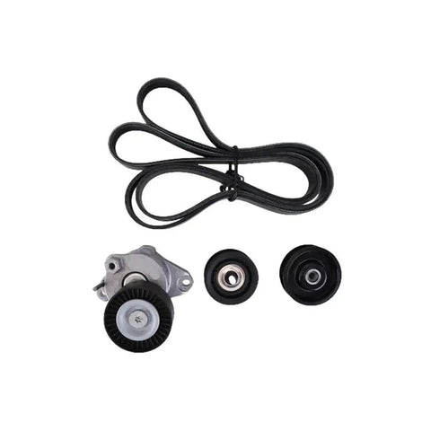 High Grade Aluminum Belt Tensioner Pulley Kit Upgrade For M272 M273 Engine C350 E350 E550 Models Fresh Fit Under Hood Replace Worn Drive Belts Mercedes 4 Piece Set with belt and pulleys