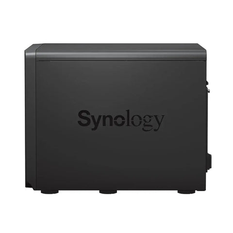 Top Tier Twelve Bay Network Attached Storage Server Powered By Six Core Xeon Processor With Forty Eight Gigabytes Ram And Ninety Six Terabytes Ssd Drive Built Different For Killer Performance Daily - black tower side view.