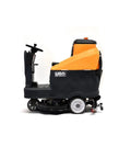 Top Shelf Ride On Automatic Floor Scrubber 33 Inch Wide Cleaning Path Heavy Duty Commercial Floor Washer side view with operator seat.