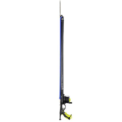Side view of Strike Speargun for Spearfishing with 28mm barrel, stainless steel release, 6.5mm shaft, ergonomic handle, 115 cm