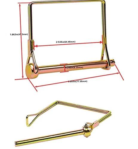 Ten Pack One Quarter Inch Wire Lock Pins For Trailer Couplers And Hitch Pins Heavy Duty Safety Shaft Locking Pins For Farm