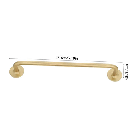 Brushed Brass Cabinet Handles Set Of 2 Solid Brass Drawer Pulls With Base 160mm Hole Spacing shown with measurements