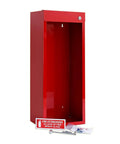 Heavy Duty Fire Extinguisher Cabinet Wall Mount Built Tough With Break Glass Window For Indoor Outdoor Use 26 Inch High 10.5 Inch Wide 6.75 Inch Deep 22 Gauge Steel Powder Coated Red USA Made Includes Hardware And Mounting Instructions