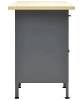 Side view of heavy duty workbench with 6 drawers and lockable cabinet 63 inch steel work station for garage and workshop