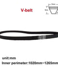 1020 To 1265mm V Belt With Teeth For Conveyor Systems No Slip Drive Belt Replacement Strap Primary Drive Heavy Duty Durable Reduces Wear And Tear Easy Install Ideal For Conveyor Transport Lines. black V-belt with teeth, 13x8mm profile, 1020-1265mm inner perimeter