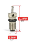 Close-up of 12 Pack Valve Core Kit For R134A Car Air Conditioning System Replacement Schrader Stem Cores with dimensions.