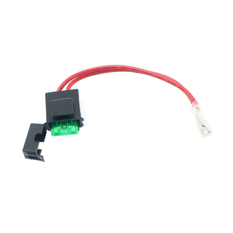 4 Hole Battery Wire Harness For Razor MX350 MX400 Dune Buggy Dirt Quad Pocket Mod Pocket Rocket Sport Mod Ground Force With 14 Gauge Copper Wire 30cm Connector Harness And 15cm Fuse Harness showcasing red 14 AWG wire and green fuse