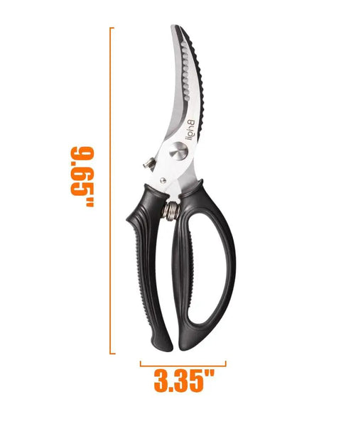Super Tough Kitchen Shears That Make Light Work Of Cutting Whole Chickens Turkeys And Fish Bones Thanks To The Handy Spring Loaded Design Which Cuts Down Hand Fatigue Stainless Steel Scissors Built For Serious Kitchen Duty And Everyday Use