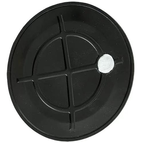 Wood's Powr Grip 4.5-inch mounting cup, black plastic disk with cross pattern and white insert.