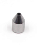 Front view of a silver metal water jet nozzle insert, 1/4-inch size for cutting heads