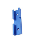 Blue portable aluminum woodworking T track cross connector for jig setup and tool fixing, grab and go slim cross rail system