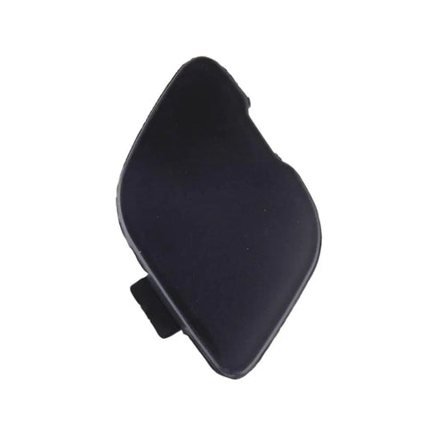 Front Right Bumper Tow Hook Eye Cap Cover Replacement for Toyota Yaris 2017 to 2020 and Scion iA, black plastic, angled view