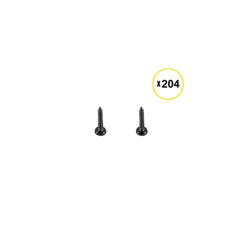 Two screws from Wave Arc Aluminum Deck Balusters 32.25 Inch Long 51 Pack With Screws For Wood And Composite Deck Rails, Heavy Duty Built To Last Rust Proof Aluminum Alloy Spindles For Outdoor Stair Or Porch.