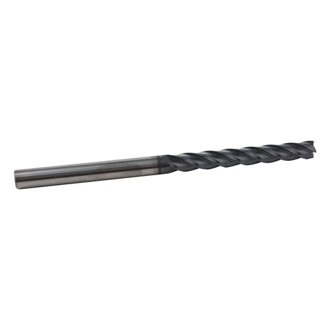 Beefy 3/8 Inch Carbide Long End Mill With 4 Flutes AlTiN Coated Square End For Steel 30 Degree Helix