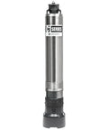 Heavy Duty Workhorse One Half Horsepower 115 Volt Submersible Cistern Effluent Pump with stainless steel housing and black base.