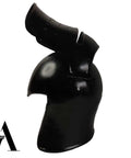 Old School Visored Barbuta Black Helmet For LARP SCA Cosplay Medieval Knight Templar Viking Battle Armor 18 gauge steel right view