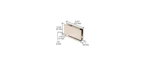 Senior Cardiff Satin Nickel Glass Door Hinge For One Half Inch Thick Glass Heavy Duty 145 Lb Capacity 36 Inch Max Width Square Corner Design