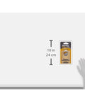 Brass Padlock With Set Your Own Four Digit Combination For Tools Fences And Gates Pro Series Grade Lock Resettable Security With Ten Thousand Possible Codes Industrial Use Two And One Quarter Inches Wide 1177D in packaging next to hand for scale.