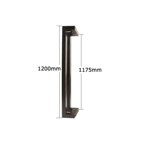 Side view of 1200mm Stainless Steel Push Pull Door Handle Matte Black For Glass And Wooden Doors Tough Square Tube Design
