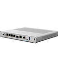 Enterprise Firewall Offering Killer Threat Defense And Pro Grade Traffic Inspection For Tight Access Control Centralized Management, grey device with multiple ports.