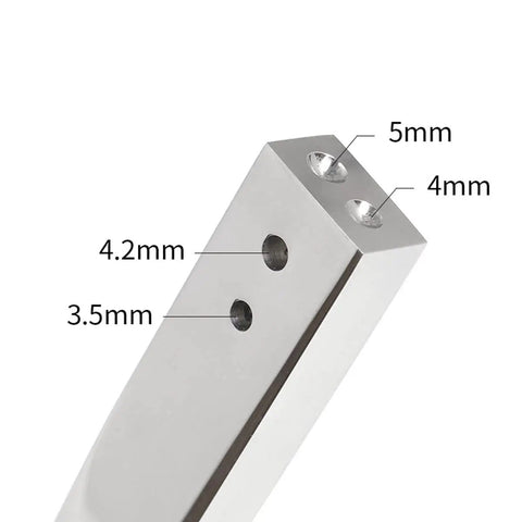 Copper Rivet Setter Tool 2 In 1 For Leatherworking Stainless Steel Burr Setter showing holes for size 9 and 12 rivets