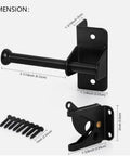 Heavy‑Duty Self‑Locking Automatic Gate Latch, Black Security Hardware for Wood and Metal Yard & Garden Fences with dimensions.