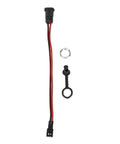Beefy 5.5x2.1mm Power Socket for Scooters with red and black cables, plastomer cover, dustproof waterproof port protector