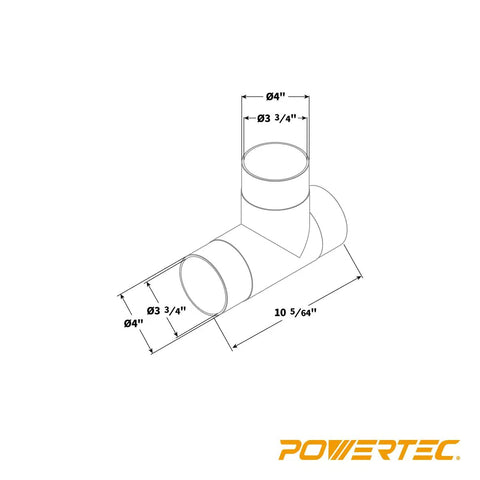 4 Inch T Fitting For Dust Collection Hose Dual Port Connector For Dust Collector System Made From Black ABS Plastic Non Threaded