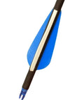 Close-up of blue TPU arrow vane on shaft, part of 100 Pcs TPU Arrow Vane Replacement Fletching For DIY Archery Easy Install Bulk Pack