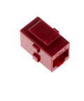 Red Cat6 RJ45 inline coupler keystone jack, female-to-female Ethernet adapter